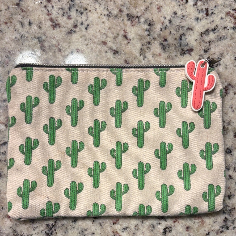 Cactus Print Canvas Pouch